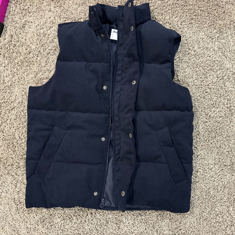 Men Old Navy Dark Blue Quilted corduroy Vest - Picture 7 of 8